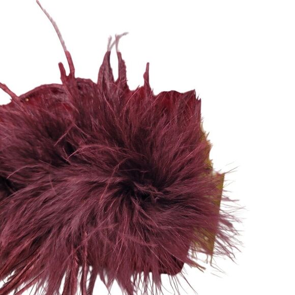 Vtg BeBe Red Maroon Wine Velvet Evening Bag Feather Fringe Formal Shoulder Bag - Picture 6 of 16